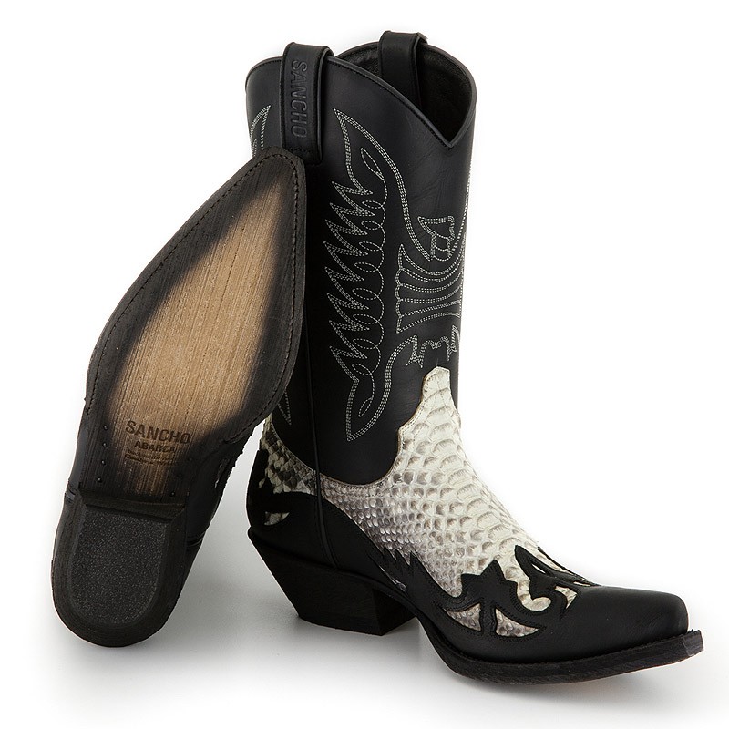 Sancho Abarca Boots 10106 Crazy Negro / Piton Natural