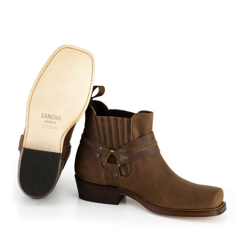 5049 Sancho Abarca Botín estilo Biker horma ancho marron